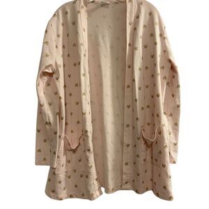 Cielo Women's Large Pink Cardigan with Gold Disney Print Long Sleeve